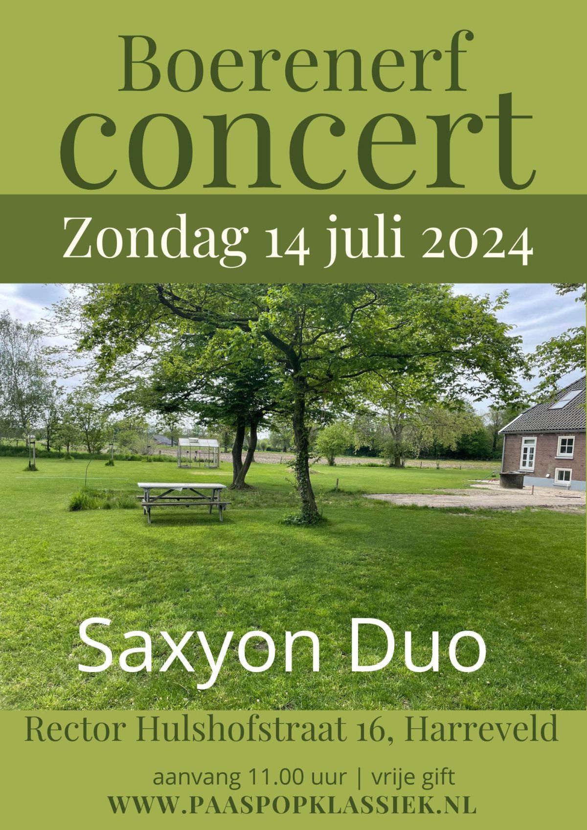 Tweede Boerenerfconcert met Duo Saxyon in Harreveld