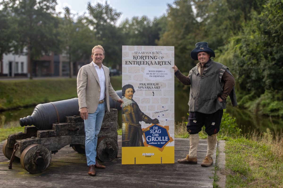 Spaaractie 50% korting op entreekaarten bij Jumbo Bennink voor Slag om Grolle