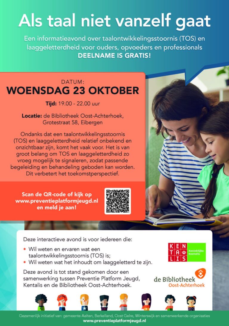 Taalontwikkelingsstoornis en laaggeletterdheid centraal tijdens informatieavond