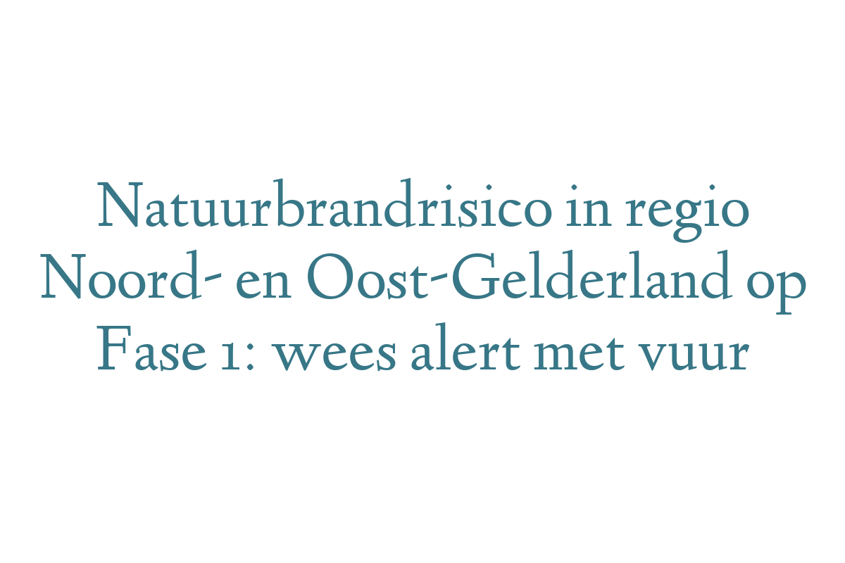 Natuurbrandrisico in regio Noord- en Oost-Gelderland op Fase 1: wees alert met vuur