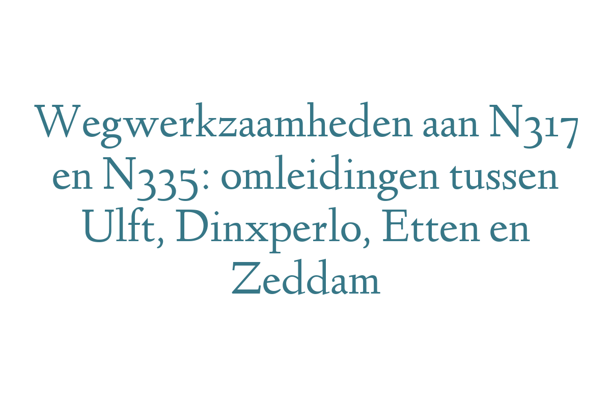 Wegwerkzaamheden aan N317 en N335: omleidingen tussen Ulft, Dinxperlo, Etten en Zeddam