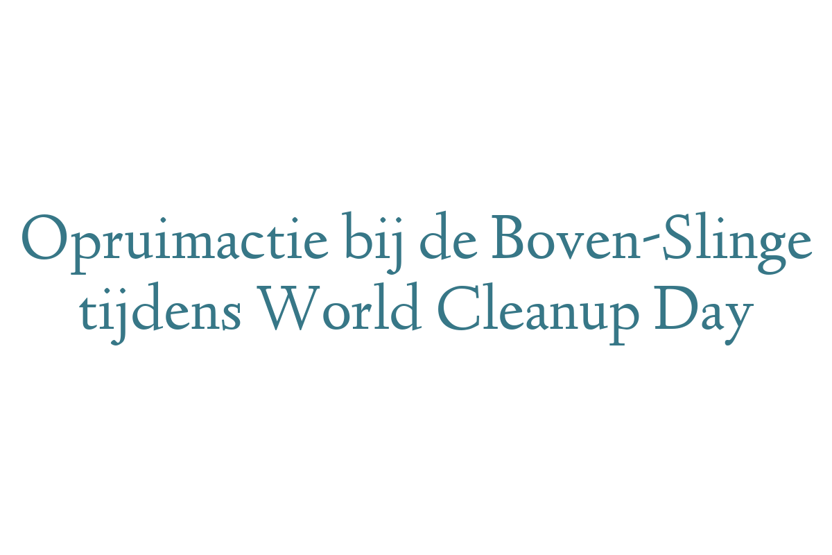 Opruimactie bij de Boven-Slinge tijdens World Cleanup Day