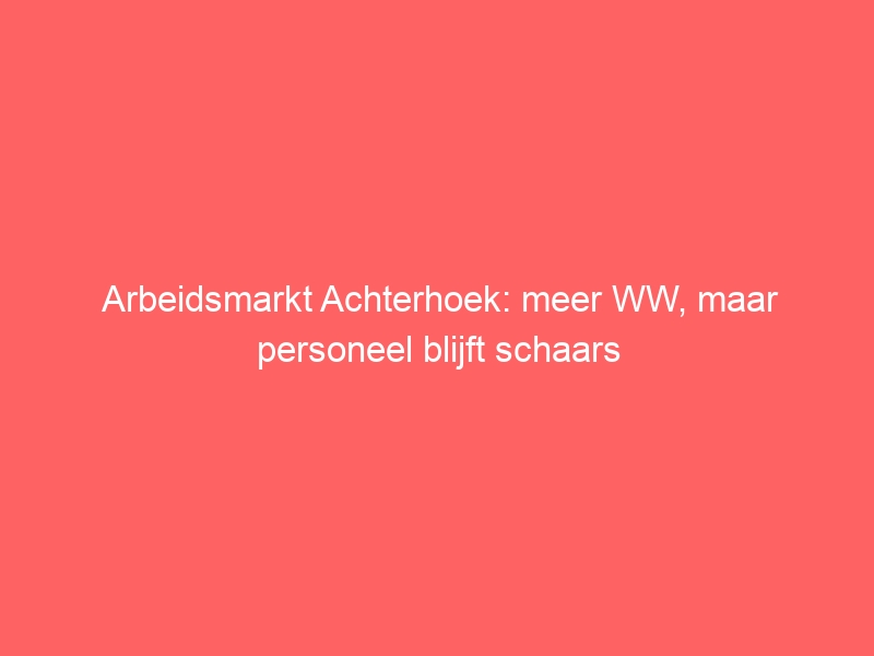 Arbeidsmarkt Achterhoek: meer WW, maar personeel blijft schaars