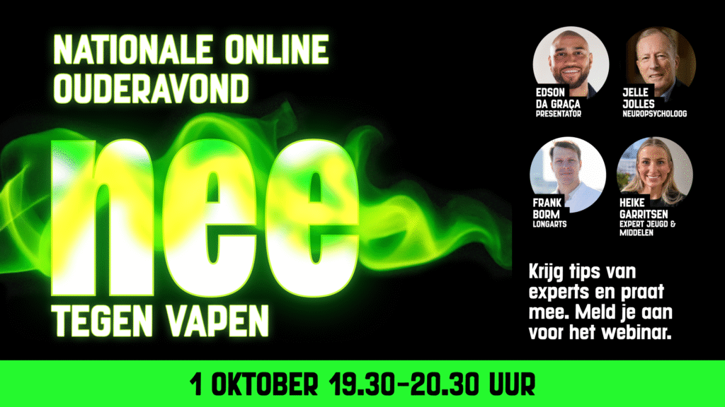 Online ouderavond ‘Nee tegen Vapen’ ook voor ouders in de Achterhoek