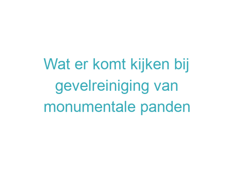 Wat er komt kijken bij gevelreiniging van monumentale panden