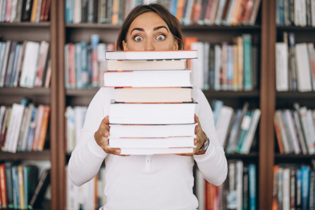 Student woman studying at the library