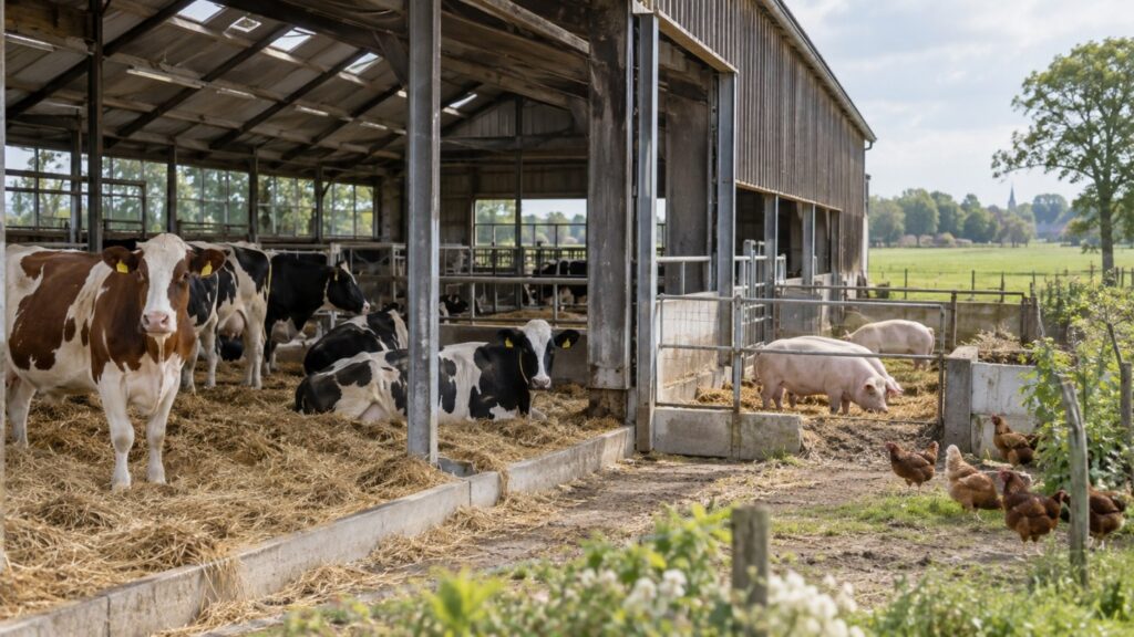 Nieuwe landelijke regels moeten het dierenwelzijn in de veehouderij stapsgewijs verbeteren. De eerste maatregelen worden naar verwachting in 2028 ingevoerd. Foto AI