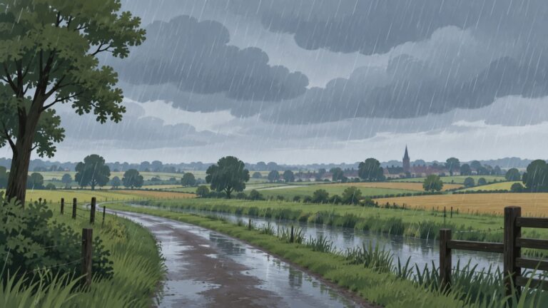 Regen boven groene Achterhoekse velden