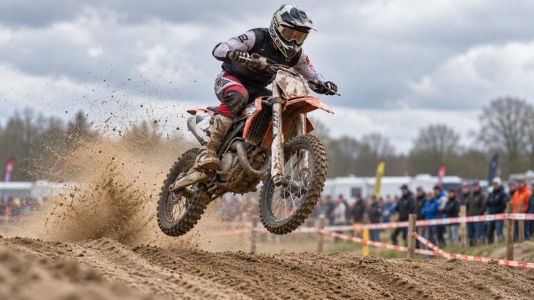 Spectaculaire sprong op de motorcrossbaan